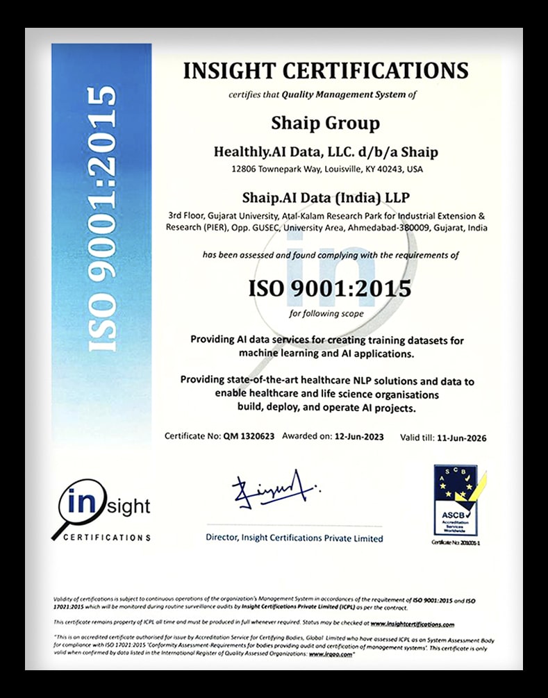 Shaip-iso 9001