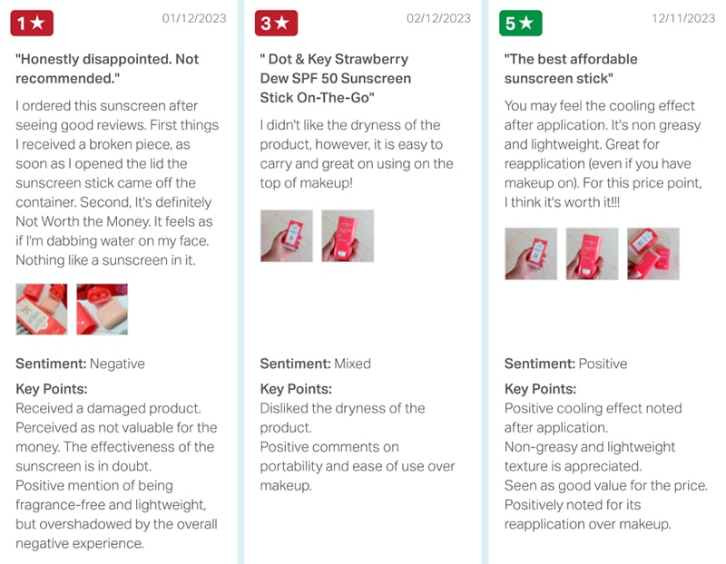 Sentiment analysis for reviews